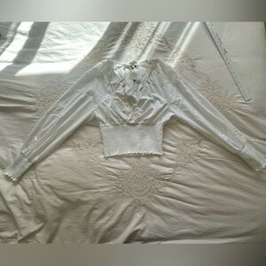 Diane von Furstenberg Plunge V Open Back Blouse, Small